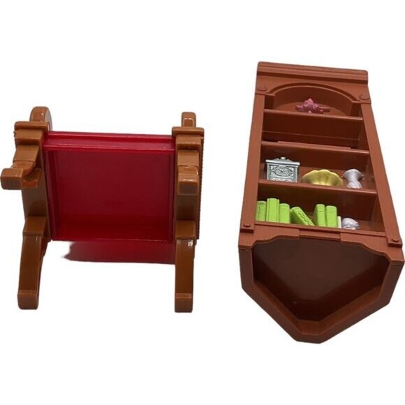 Fisher Price Loving Family Dollhouse Furniture Bookcase Chair - Picture 5 of 5